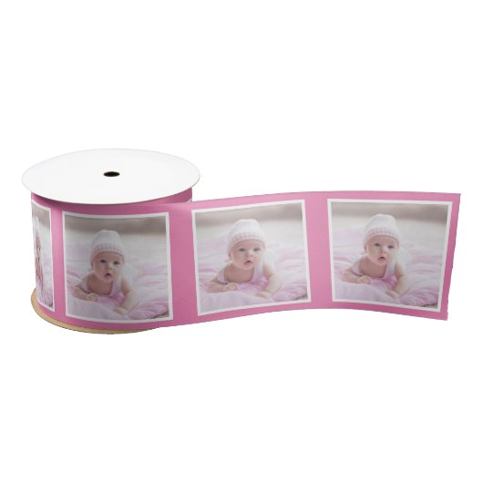 Gepersonaliseerde foto patroon lint wit Baby roze (Spoel)