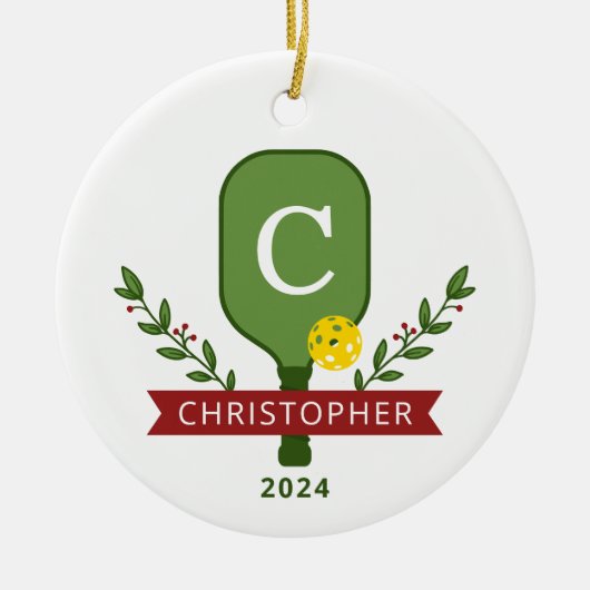 Gepersonaliseerde Foto Pickleball Kerst Ornament (Voorkant)