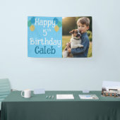 Gepersonaliseerde foto Puppy Dog Verjaardag Paw-ty Spandoek (Beurs)