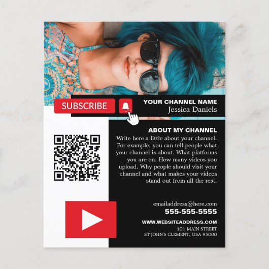 Gepersonaliseerde foto & QR-code, YouTube - Vlogge Flyer (Voorkant)