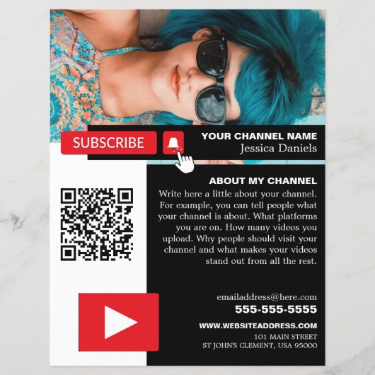 Gepersonaliseerde foto & QR-code, YouTube - Vlogge Flyer (Voorkant)