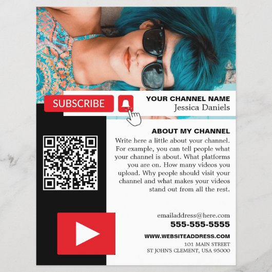 Gepersonaliseerde foto & QR-code, YouTube - Vlogge Flyer (Voorkant)