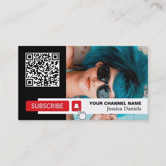 Gepersonaliseerde foto & QR-code, YouTube - Vlogge Visitekaartje (Voorkant)