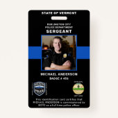 Gepersonaliseerde foto Rechtshandhaving Politie ID Badge (Voorkant)