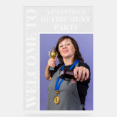 Gepersonaliseerde foto Retirement Party Welkom Acryl Bord (Voorkant)