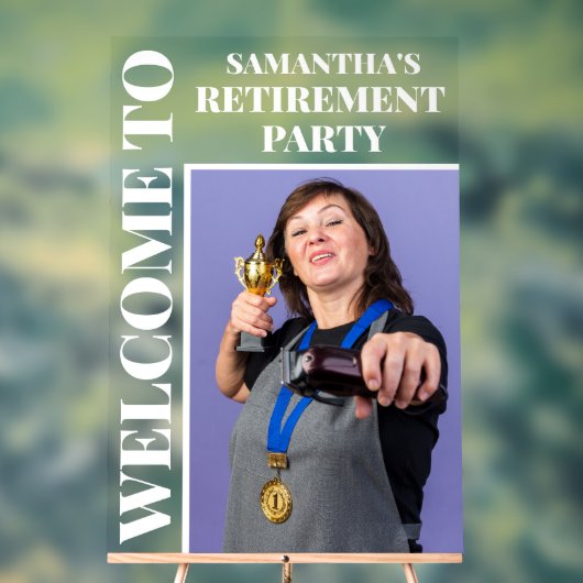 Gepersonaliseerde foto Retirement Party Welkom Acryl Bord (Neutraal)