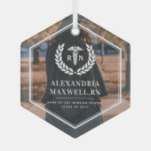 Gepersonaliseerde Foto RN Nursing School Afstudere Glas Ornament (Voorkant)