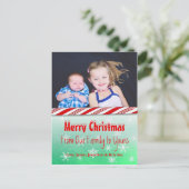 Gepersonaliseerde foto Rode Candy Cane Kerstmis Feestdagenkaart (Staand voorkant)