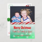 Gepersonaliseerde foto Rode Candy Cane Kerstmis Feestdagenkaart (Voorkant / Achterkant)