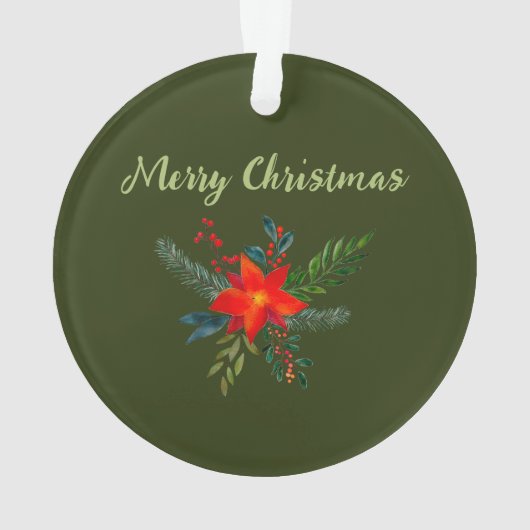 Gepersonaliseerde foto + rode poinsettia kerst ornament (achterkant)