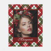 Gepersonaliseerde foto Rood en Groen Plaid Fleece Deken (Voorkant)