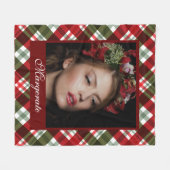 Gepersonaliseerde foto Rood en Groen Plaid Fleece Deken (Voorkant (Horizontaal))