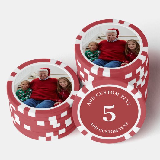 Gepersonaliseerde foto Rood genummerd 5 spel Poker Chips (Opstapeling)