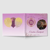 Gepersonaliseerde Foto Roos Gouden Glitter 16e Ver Gastenboek (Volledig)