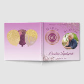 Gepersonaliseerde Foto Roos Gouden Glitter 60e Ver Gastenboek (Volledig)