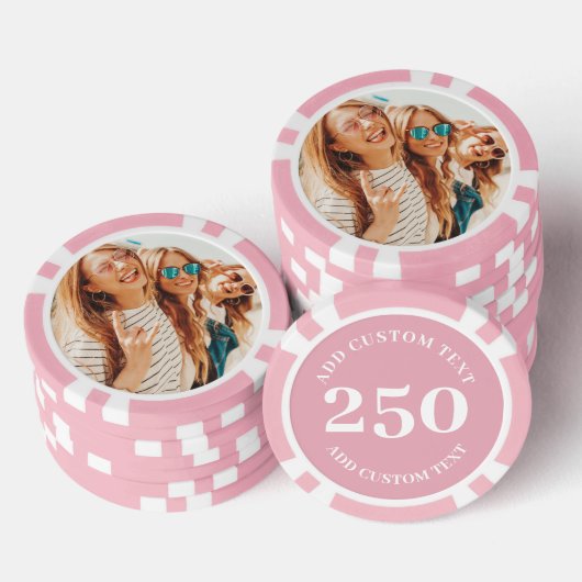 Gepersonaliseerde foto roze genummerd 250 Value sp Poker Chips (Opstapeling)