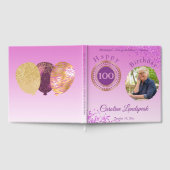 Gepersonaliseerde Foto Roze Glitter, 100ste verjaa Gastenboek (Volledig)