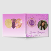 Gepersonaliseerde Foto Roze Glitter, 40e verjaarda Gastenboek (Volledig)