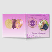Gepersonaliseerde Foto Roze Glitter, 60ste verjaar Gastenboek (Volledig)