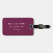 Gepersonaliseerde Foto Roze Plum Eenvoudig Modern Bagagelabel (Achterkant horizontaal)