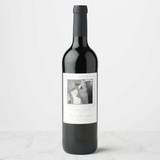 Gepersonaliseerde Foto Sage Groene Wijn Label Wijn Etiket (Voorkant)