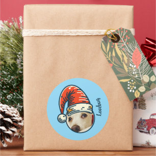 Gepersonaliseerde Foto Santa Aangepaste naam Ronde Sticker