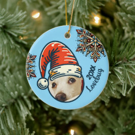 Gepersonaliseerde Foto Santa en Snowflake Custom Keramisch Ornament