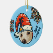 Gepersonaliseerde Foto Santa en Snowflake Custom Keramisch Ornament (Rechts)