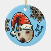 Gepersonaliseerde Foto Santa en Snowflake Custom Keramisch Ornament (Voorkant)