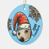 Gepersonaliseerde Foto Santa en Snowflake Custom Keramisch Ornament (Links)