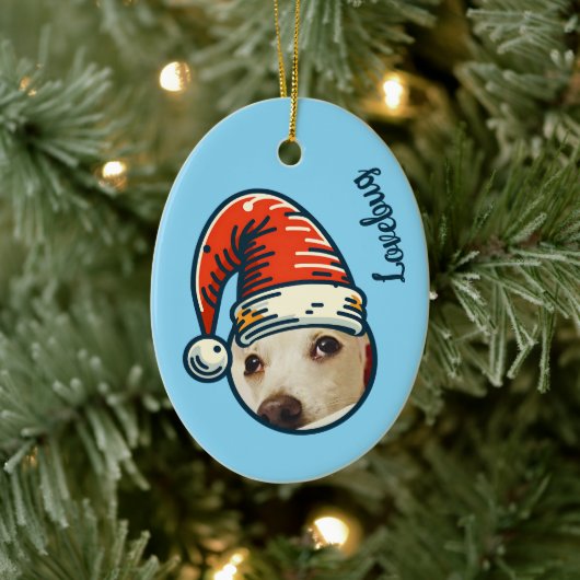 Gepersonaliseerde foto Santa Pet Custom Keramisch Ornament (Boom)