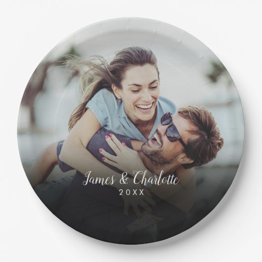 Gepersonaliseerde foto script naam datum papieren bordje (Voorkant)