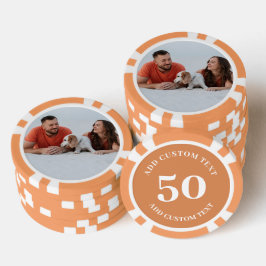 Gepersonaliseerde foto Sinaasappel genummerd 50 wa Poker Chips
