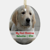 Gepersonaliseerde foto-sjabloon voor eerste kerstm keramisch ornament (Rechts)