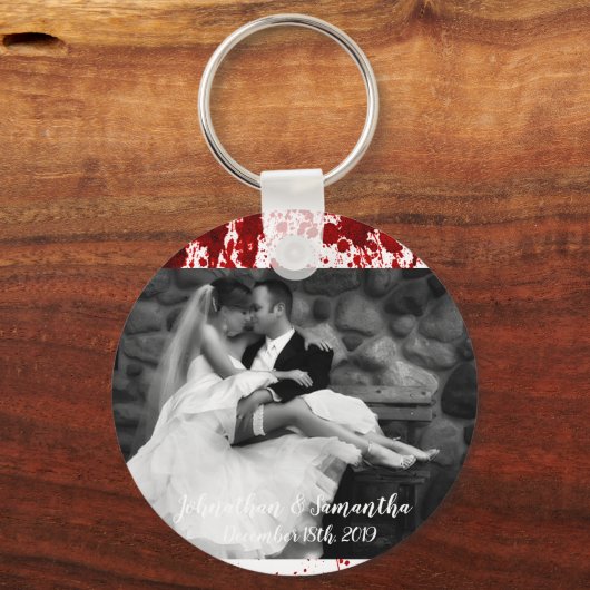 Gepersonaliseerde foto Sleutelhanger Bloedsplatter (Voorkant)