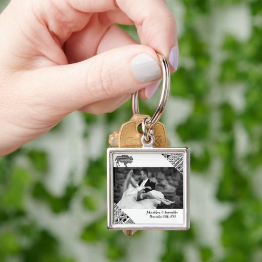 Gepersonaliseerde foto Sleutelhanger Boho Buffalo  (Hand)