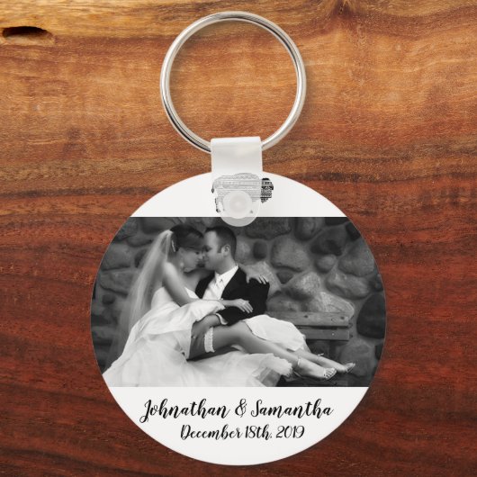 Gepersonaliseerde foto Sleutelhanger Boho Buffalo (Voorkant)