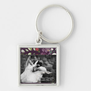 Gepersonaliseerde foto Sleutelhanger Plum Paarse R