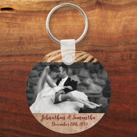 Gepersonaliseerde Foto Sleutelhanger Tarwe op Burl (Voorkant)