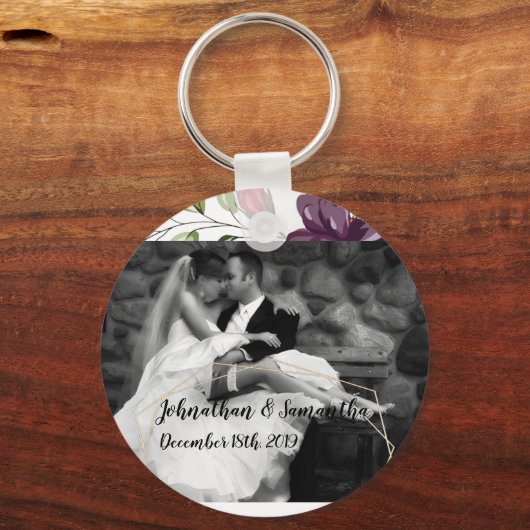 Gepersonaliseerde Foto Sleutelhanger Wit Roses Gou (Voorkant)
