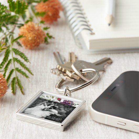 Gepersonaliseerde Foto Sleutelhanger Wit Roses Gou (Zijkant)