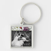Gepersonaliseerde Foto Sleutelhanger Wit Roses Gou (Voorkant)