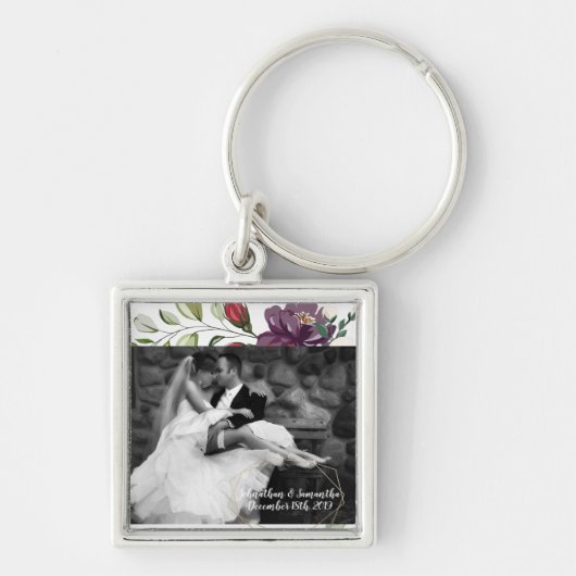 Gepersonaliseerde Foto Sleutelhanger Wit Roses Gou (Voorkant)