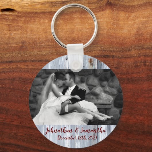 Gepersonaliseerde Foto Sleutelhanger Witte Wash Wo (Voorkant)