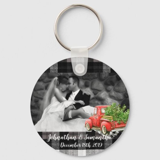 Gepersonaliseerde foto Sleutelhanger XMAS Truck Ba (Voorkant)