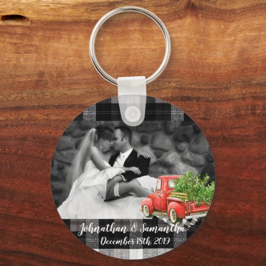 Gepersonaliseerde foto Sleutelhanger XMAS Truck Ba (Voorkant)