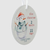 Gepersonaliseerde foto Snowman Baby's eerste kerst Ornament (voorkant)