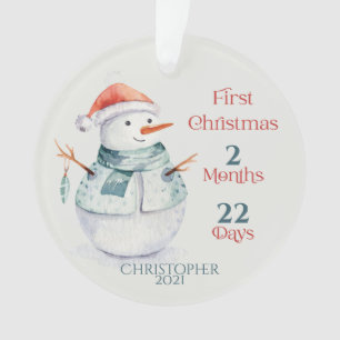 Gepersonaliseerde foto Snowman Baby's eerste kerst Ornament
