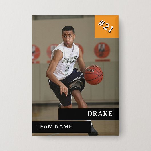 Gepersonaliseerde Foto Sport Basketbalspeler Sinaa Button (Voorkant)