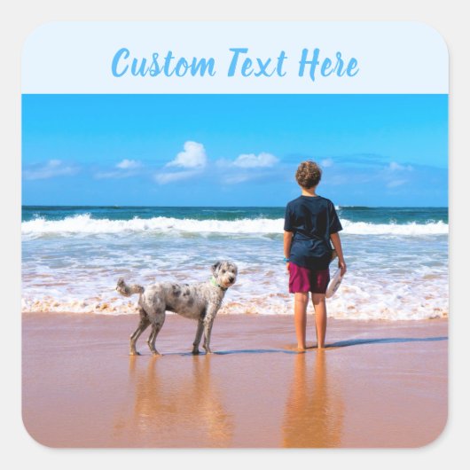 Gepersonaliseerde Foto Sticker met Aangepaste Teks (Voorkant)